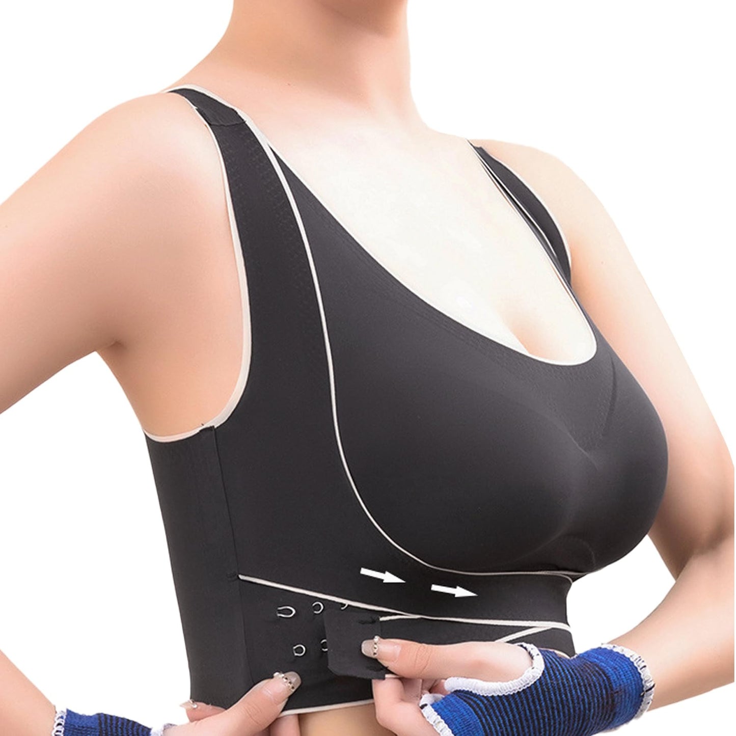 Dress Cici Full Coverage Push Up Bra With Front Pushup Adjustable Hook, Seamless, Longline High Support Sports Bra